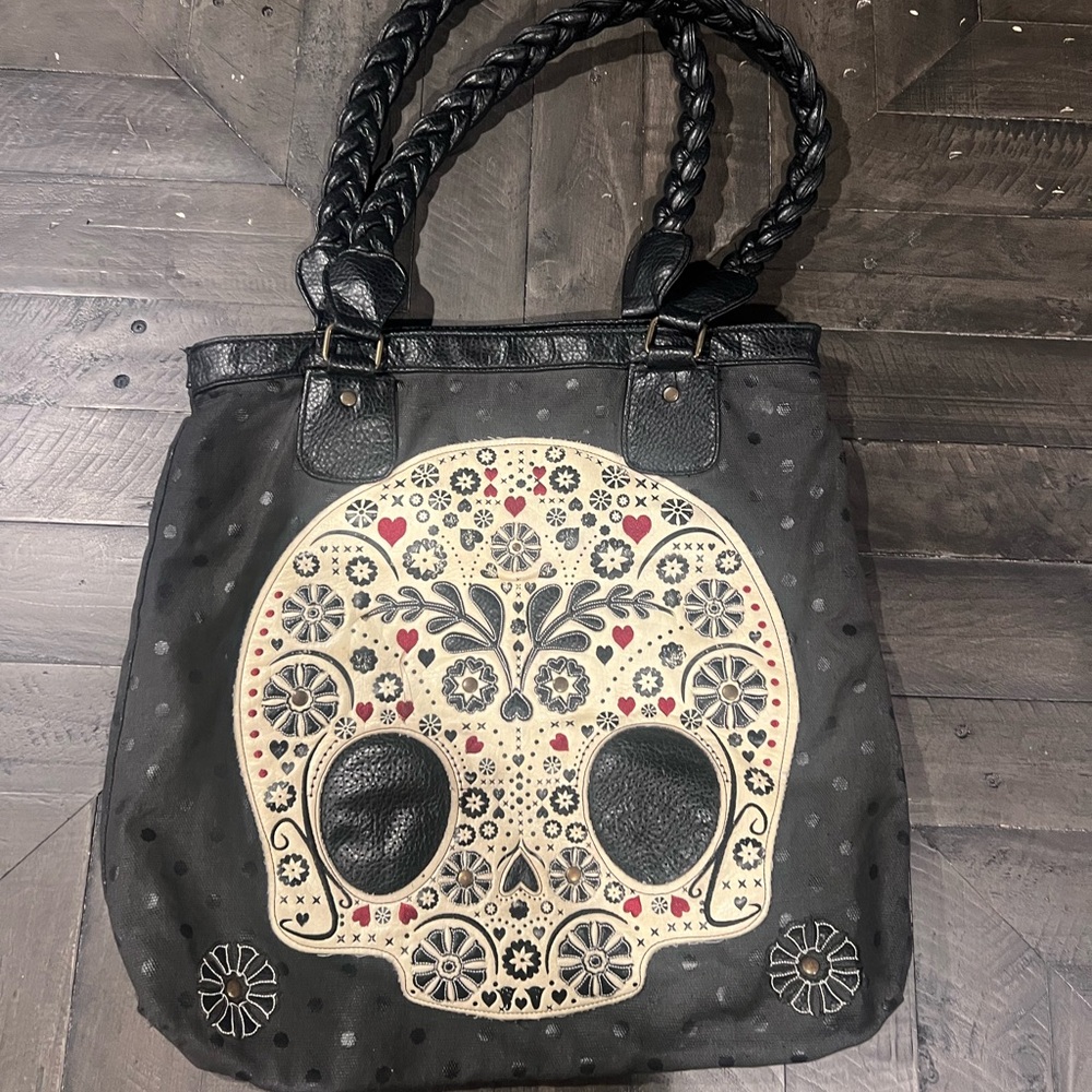 Edgy Black Skull Tote Bag